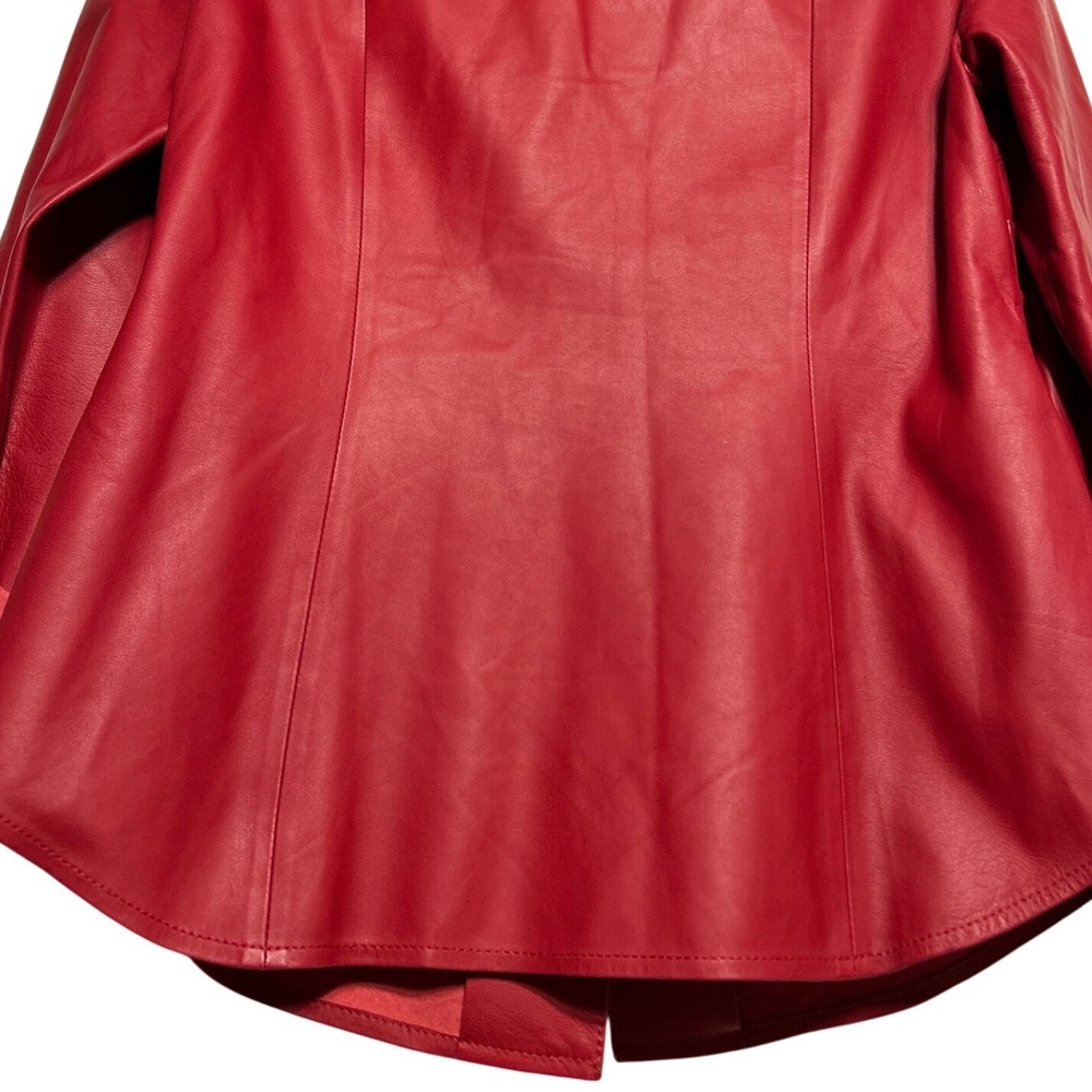 Lafayette 148 New‎ York Lambskin Leather Button Up Shacket Red Women's Size 8 - Picture 8 of 11